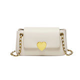 Nalandu Valentina Heart Lock Leather Shoulder Bag - White