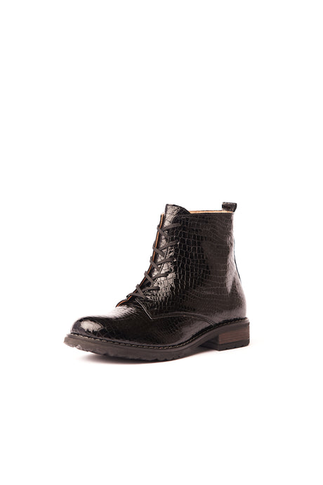 Bosccolo Womens Ankle Boots - Black Croco