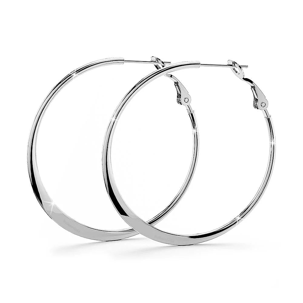Bullion Gold Semi Flattened Hoop Earrings 40mm