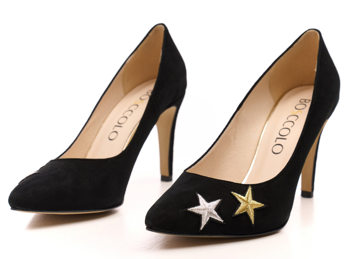 Bosccolo Womens Heels Embroidered - Black
