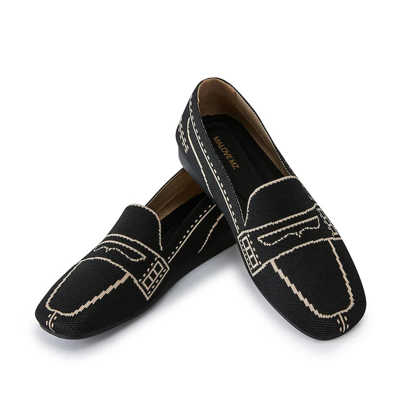 Comfortable Slip On Square Toe Loafers - Black