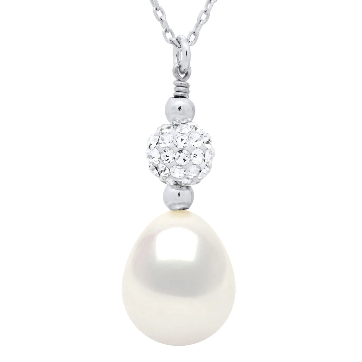 Pendant Drop Freshwater Pearl White Sterling Silver 9-10mm