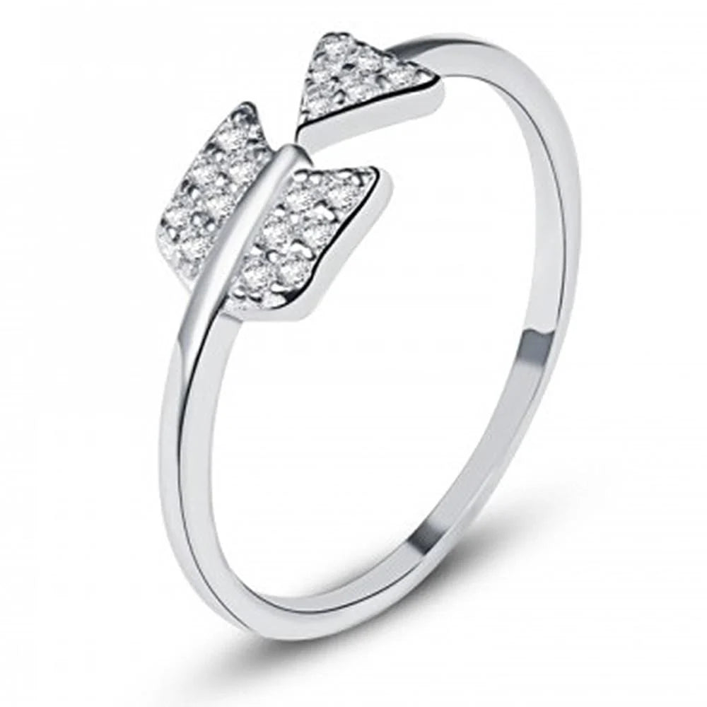 Adjustable Solid 925 Sterling Silver Arrow Ring