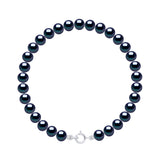 Bracelet of Real Cultured Freshwater Pearls Semi Round 5-6 mm - Black Tahiti - Longueur 18 cm