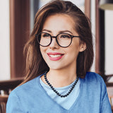 Necklace Row "Princess"of Real Cultured Freshwater Pearls Round 8-9 mm - Black "Tahitian Style" - Longueur 42 cm