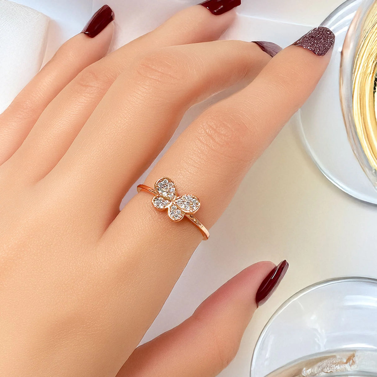 Bullion Gold Butterfly CZ Ring