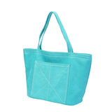 BAMEI Heavy-Duty Canvas Tote Bag with Reinforced Front Pocket & Zip Closure - Blue