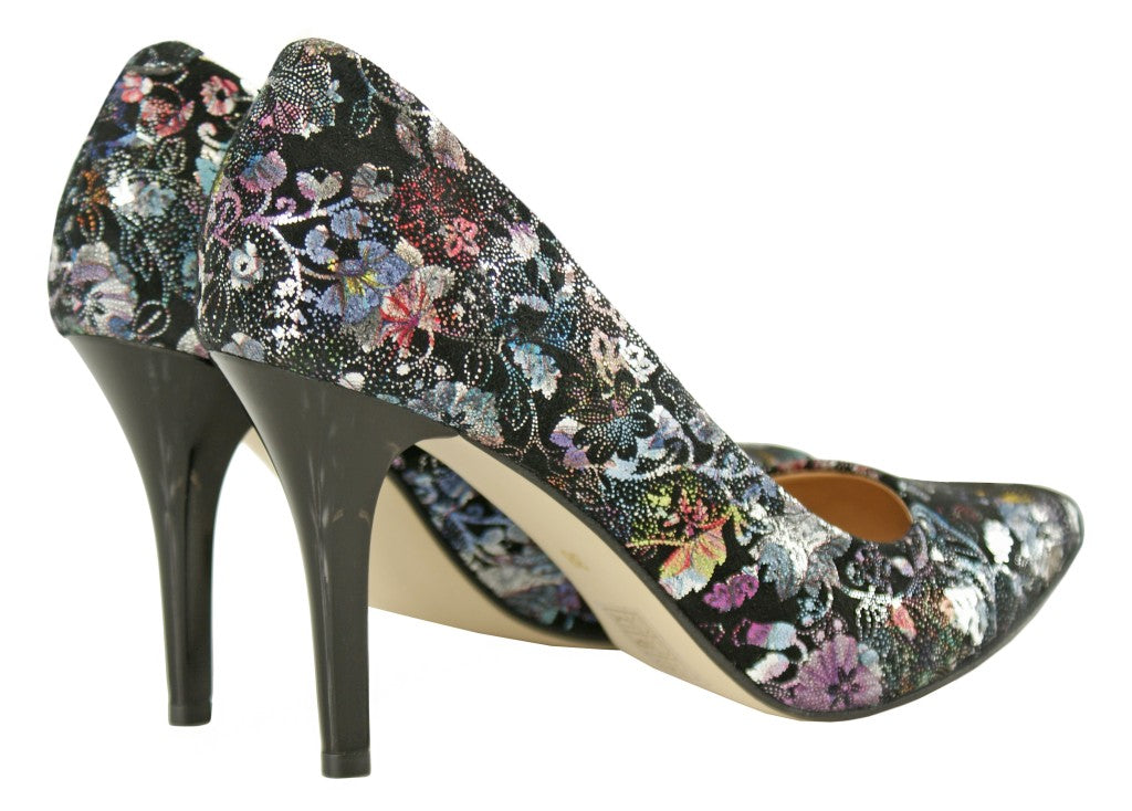 Bosccolo Womens High Heels - Flowers On Black