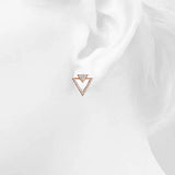 Bullion Gold Inverted Pyramid Stud Earrings Rose Gold