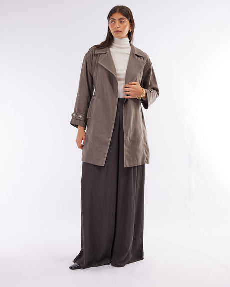 Amelius Elvie Linen Trench Jacket - Khaki