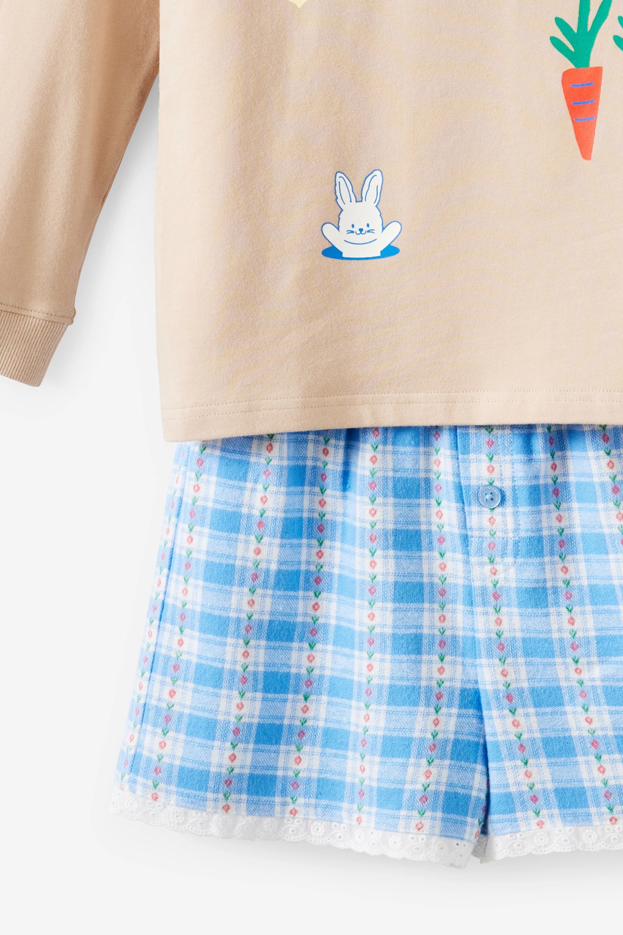 Cotton On Kids Cute Bunny Long Short Pj Set - Latte Cream/ Born To Hop