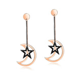 Bullion Gold Shimmering Moon Star Drop Earrings