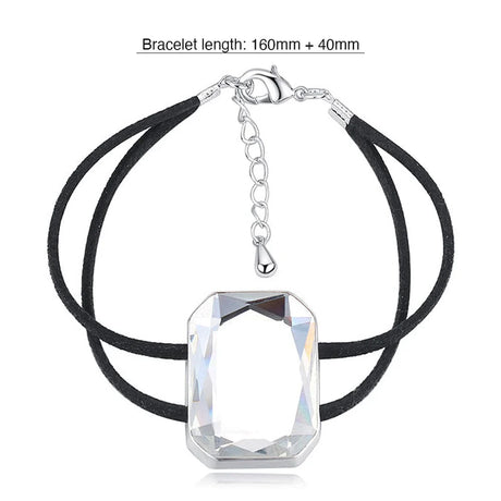 Krystal Couture Emerald-Cut Crystal Double Strap Bracelet Embellished with Swarovski Crystals