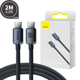 Baseus 2M USB Type-C to Type-C 100W Fast Charge Data Cable 20V 5A Crystal Shine Series