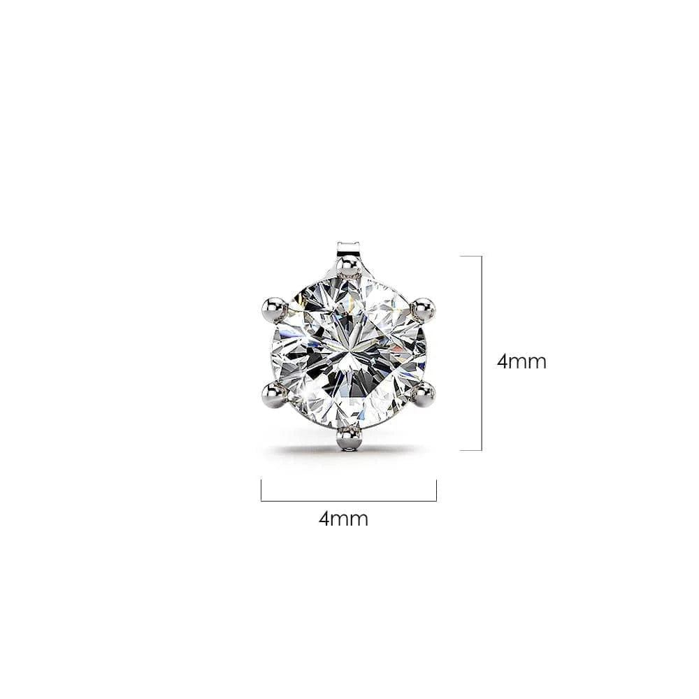 Solid 925 Sterling Silver Frozen Round Cut Stud Earrings