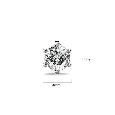 Solid 925 Sterling Silver Frozen Round Cut Stud Earrings