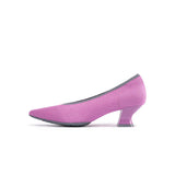 Modish Slip-On Block Heel Pumps - Fuchsia