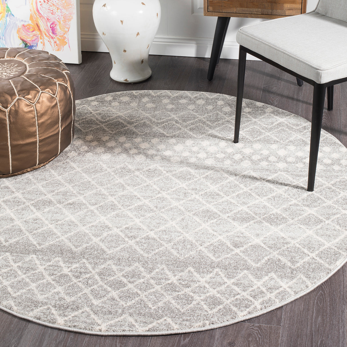 Oasis 454 Silver Round Rug