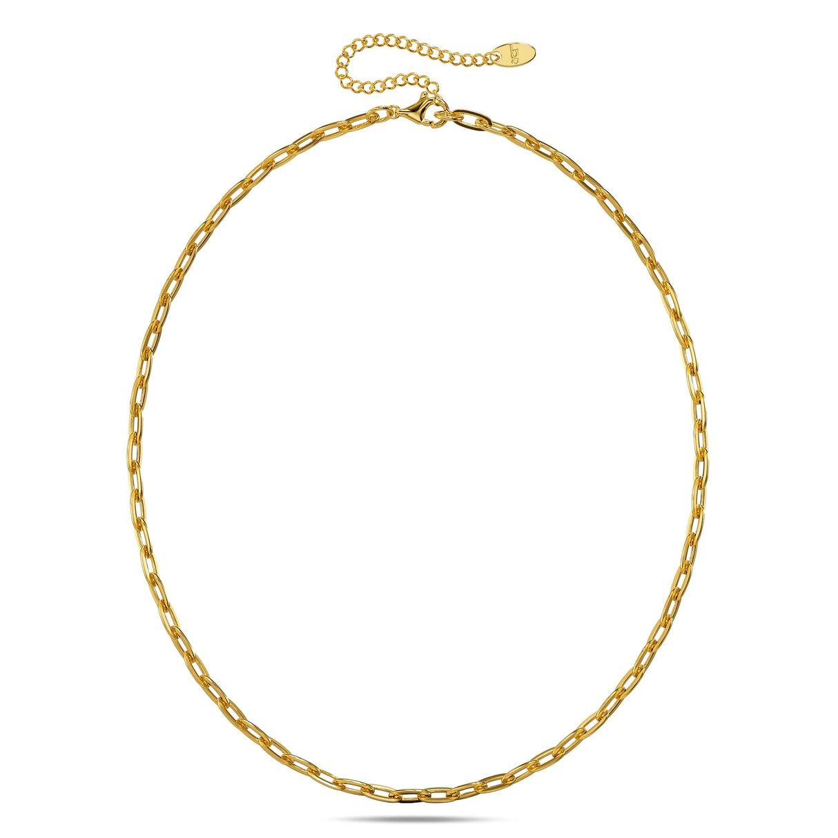 Bullion Gold Flat Paperclip Link Chain Gold Plated Necklace