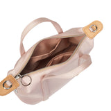 BAMEI Mini Triacetate Satin Boston Bag with Leather Chain Strap - Nude