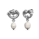 Bullion Gold Forever Knot White Gold Layered Pearl Earrings