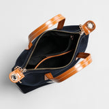 Canvas Leather Trim Mini Tote - Navy