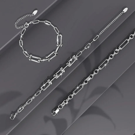 Bullion Gold Lovelock U Link Chain Bracelet White Gold - 6mm