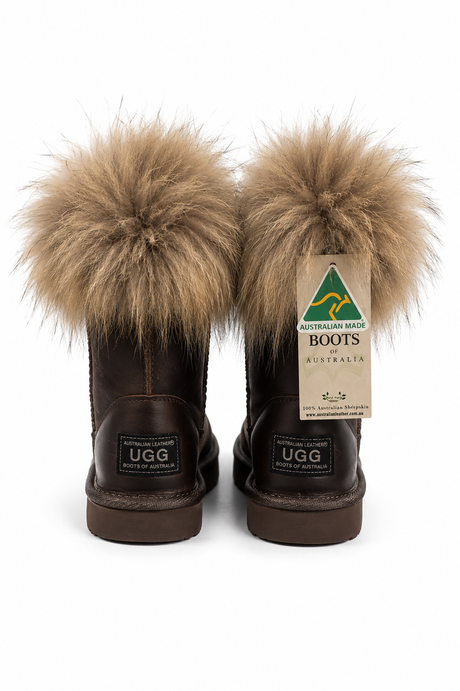 Australian Leather Ugg Fur Short Uggs - Chocolate - AU5
