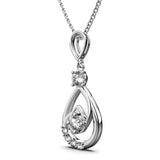 Krystal Couture Periwinkle Teardrop Necklace Embellished with Crystals from Swarovski in White Gold