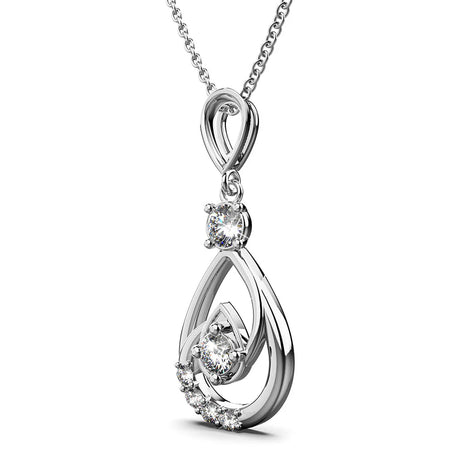 Krystal Couture Periwinkle Teardrop Necklace Embellished with Crystals from Swarovski in White Gold