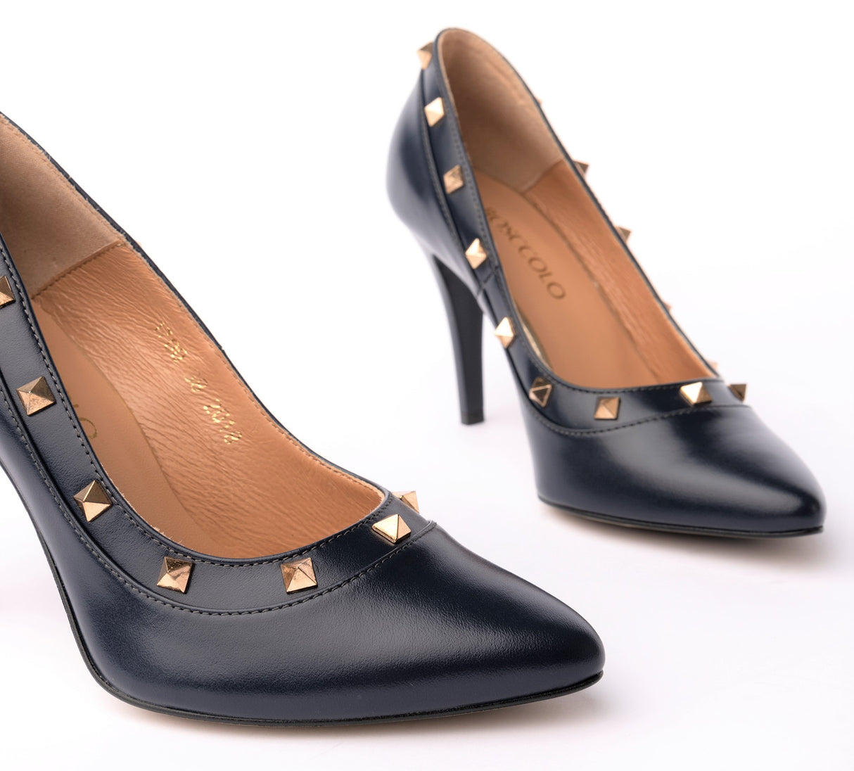 Bosccolo Womens Heels - Navy Blue/Gold