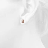 Solid 925 Sterling Silver Glamour Alphabet Letter Earrings Rose Gold