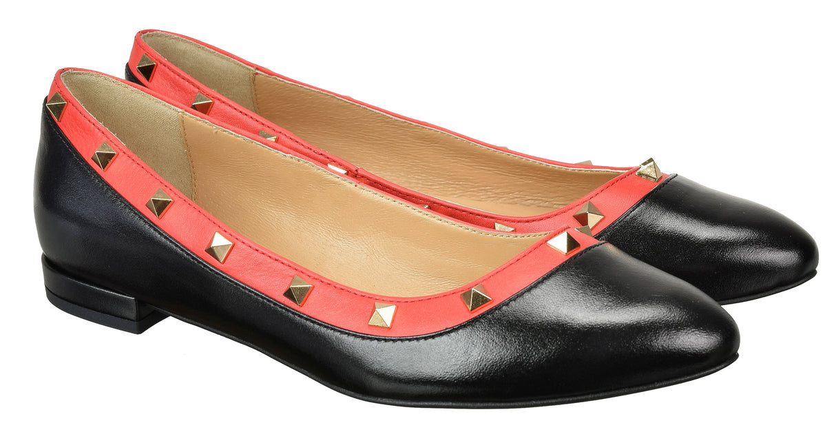 Bosccolo Womens Ballerina - Black / Coral