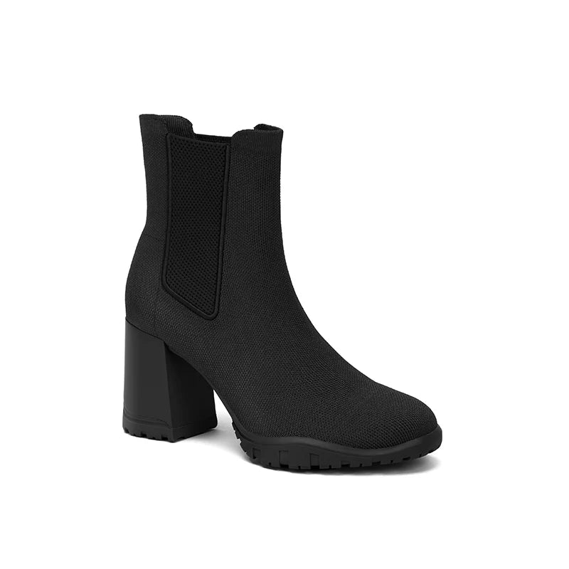 Block Heel Chelsea Boots - Black