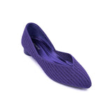 Pointed Toe Knit Ballet Flats - Purple