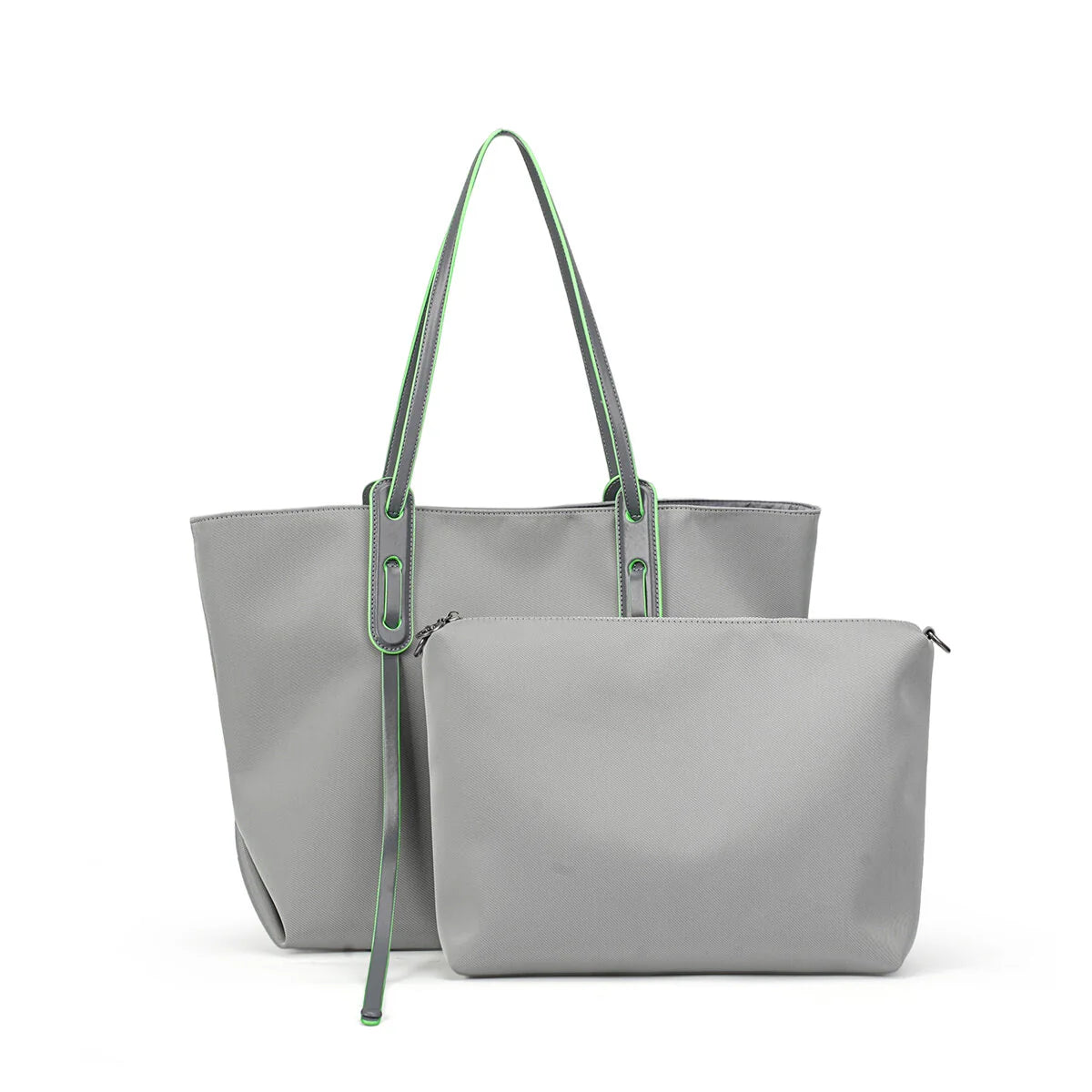 BAMEI Large Water-Resistant Nylon Tote Bag 2-in-1 Set - Grey