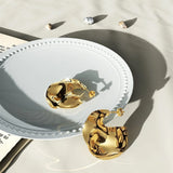 Bullion Gold Textured Flat Earrings in Gold