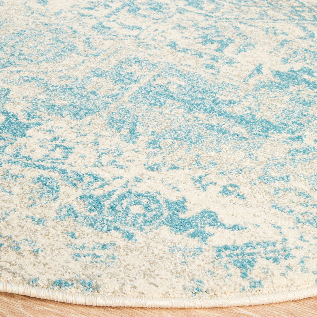 Evoke 253 White Blue Round Rug