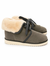 Australian Leather Ugg Lace Up Ankle Sheepskin Boot - Khaki Grey - AU4