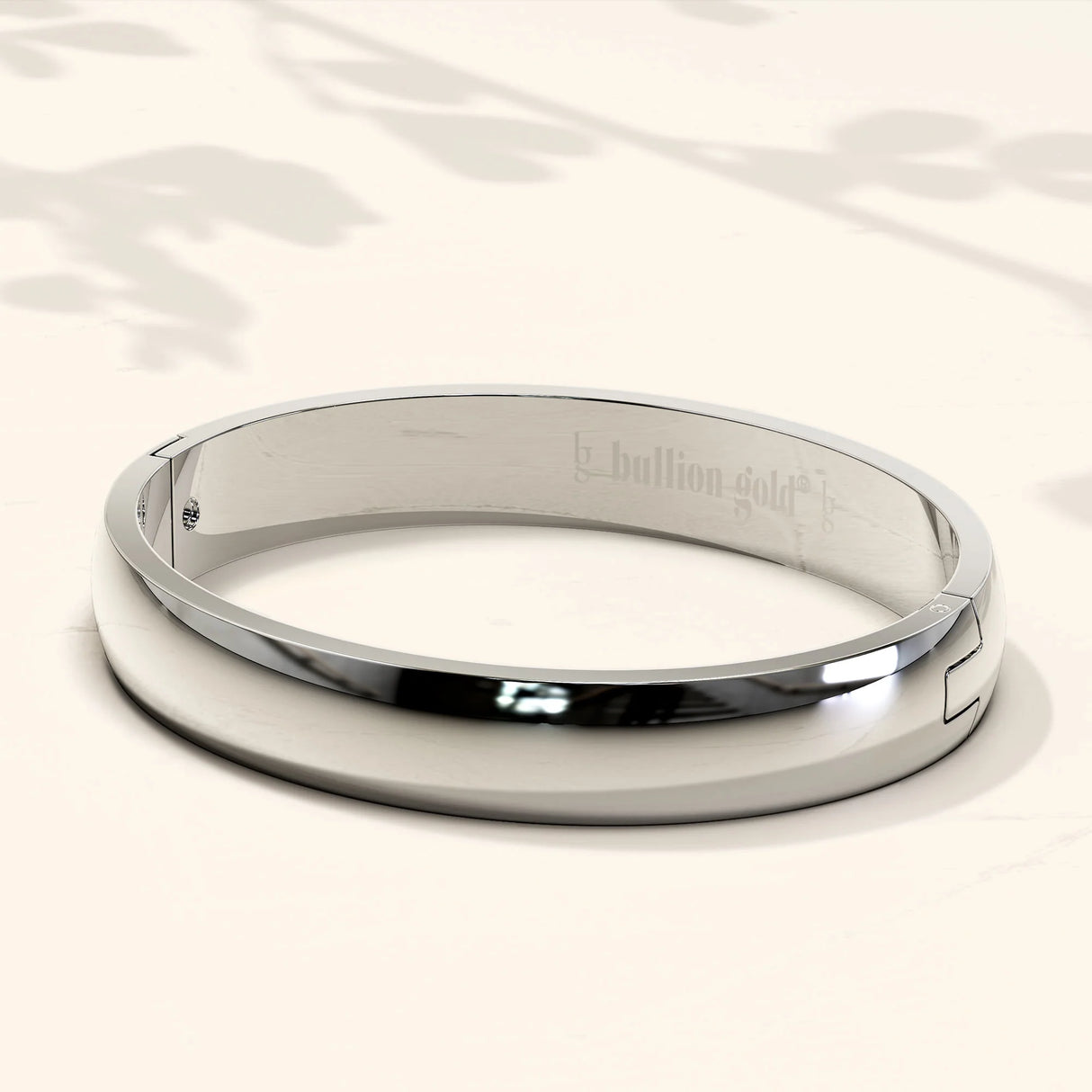 Bullion Gold Solid Oval Stainless Steel Bangle with a High Polish Finish 8mm