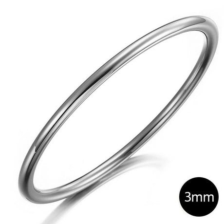 Bullion Gold Solid Golf Bangle 3mm Rhodium Layered