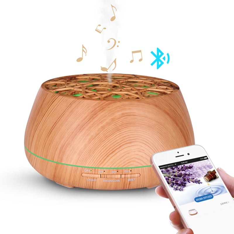 TODO 400Ml Bluetooth Humidifier Aromatherapy Diffuser Ultrasonic Led Speaker Dome - Woodgrain