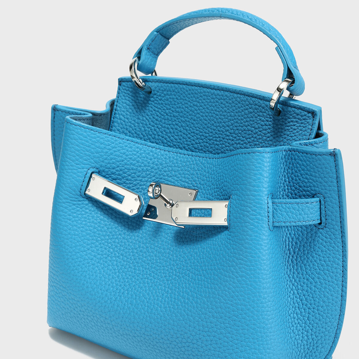 TOGO Leather Turn-Lock Top-Handle Bag - Blue
