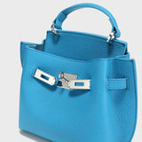 TOGO Leather Turn-Lock Top-Handle Bag - Blue