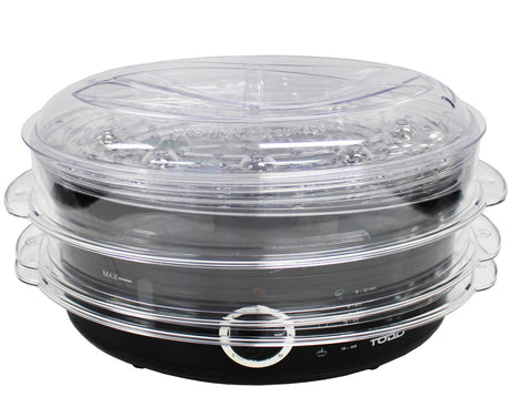 TODO 9L Steam Cooker Steamer 3 Tray 800W Power Dial Timer Healthy Stackable