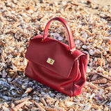 Nalandu Elegant Leather Satchel Bag - Red