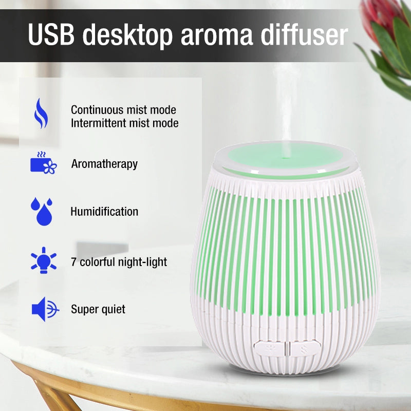 TODO 100Ml Humidifier Aromatherapy Diffuser Usb Powered 7 Colour Led - White