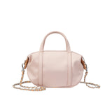 BAMEI Mini Triacetate Satin Boston Bag with Leather Chain Strap - Nude