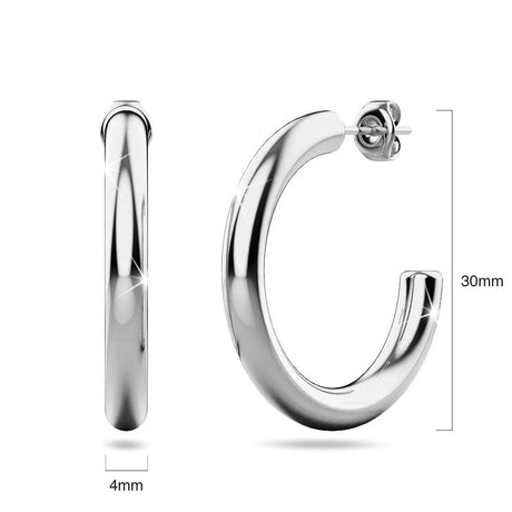 Bullion Gold Erica White Gold Hoop Earrings 20mm