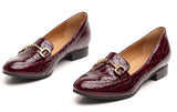 Bosccolo Womens Moccasin - Burgundy Croco